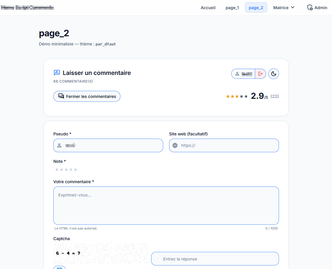 Framework pour la gestion de Commentaires