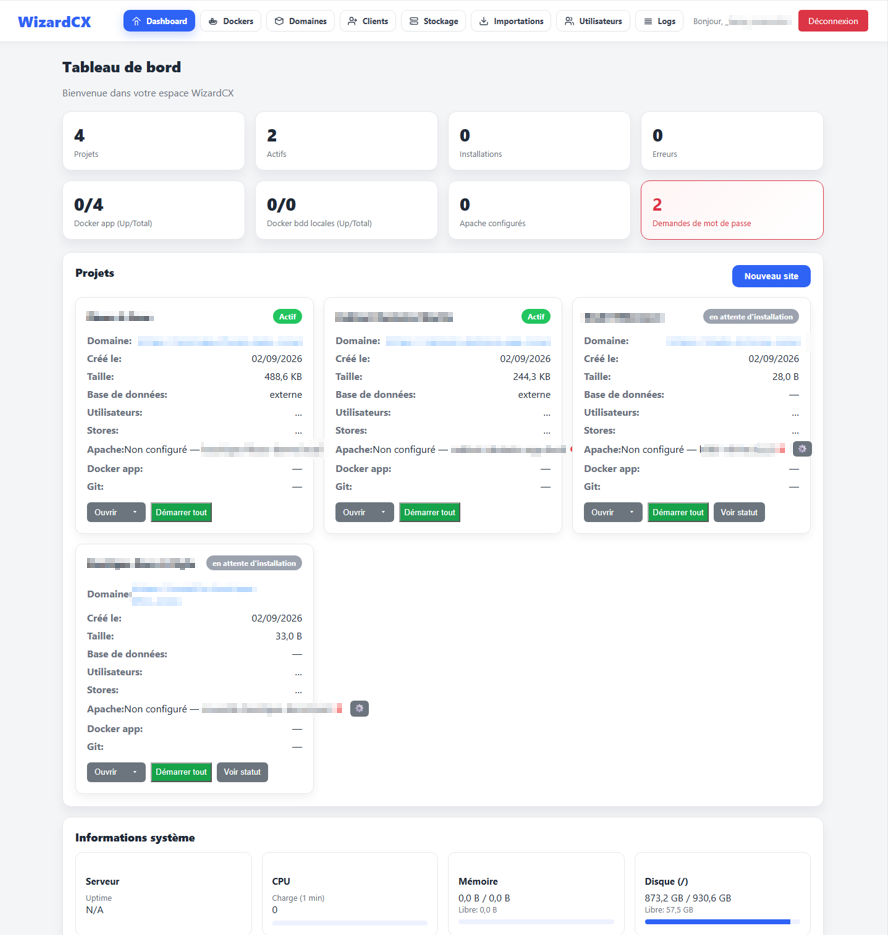 Développement d'une interface pour Wizardcx